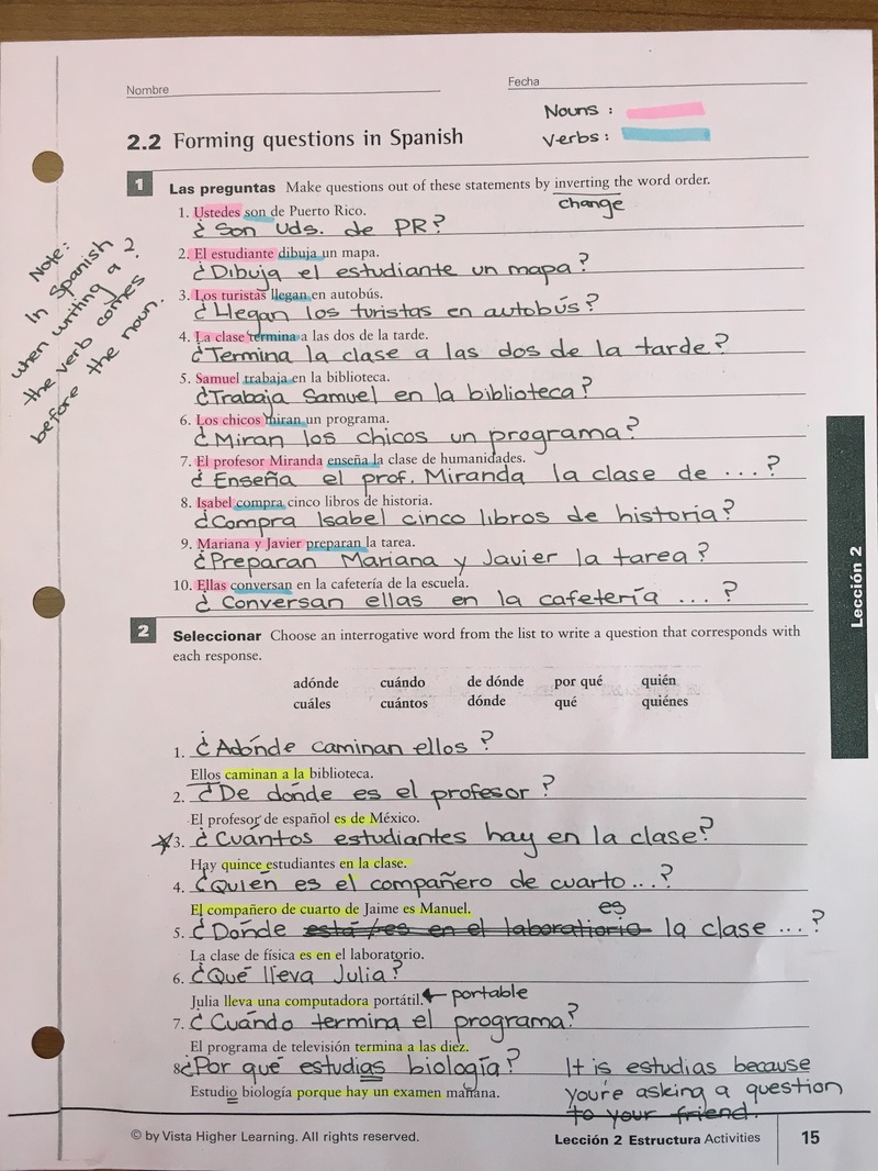 LecciÃ³n 2 Estructura 22 Forming Questions In Spanish Reagan Has Bender